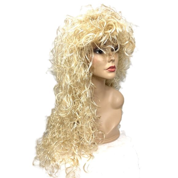Luxurious 31" Blonde Bombshell Sexy Curly Unisex West Bay Long Wig NWT NOS - Picture 1 of 12